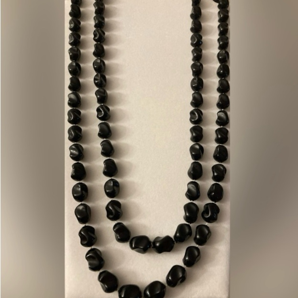 Vintage Black Beaded Necklace